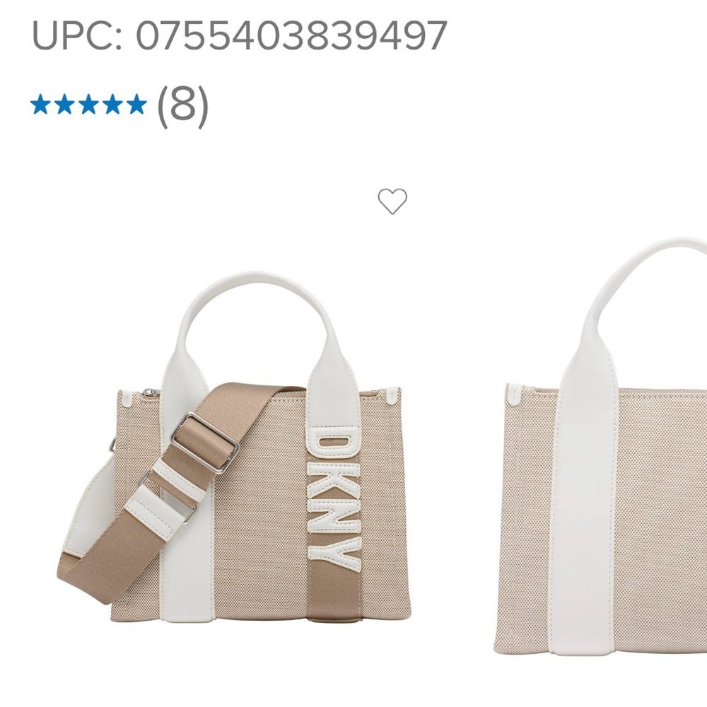 DKNY Women's Tan and White Tote Bag